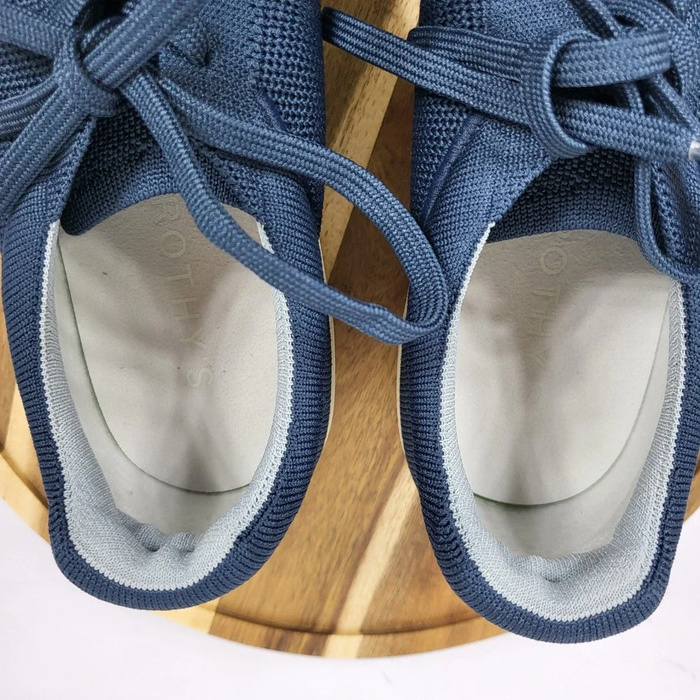 Rothy's Men's 11 Women's 12.5 RS01 Navy Blue Knit Lace Up Sneakers rPET NWOB‎